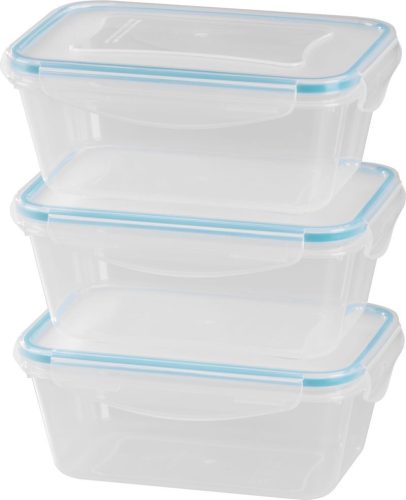 Tárolódoboz szett, MagicHome Lunchbox YH376, átlátszó, 3 db, 1000 ml, 189 x 131 x 77 mm, téglalap alakú, műanyag