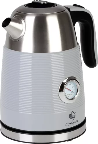 Vízforraló, MagicHome Laria, 1700 ml, ezüst, 1850–2200 W, gyorsforraló, hőmérővel, 360°-os talp, kivehető vízkőszűrő