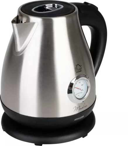 Vízforraló, MagicHome Madira, 1700 ml, ezüst, 1850–2200 W, gyorsforraló, rejtett fűtőszál, hőmérővel, 360°-os talp, kivehető vízkőszűrő, automatikus kikapcsolás