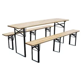   Strend Pro Dortmund Standard3 sörpad szett, 175 x 45 x 75 cm, barna, összecsukható fém lábakkal, lakkozott fa felülettel, kültéri használatra