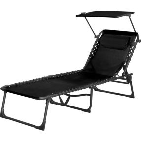 CONOPEUM napozóágy tetővel - fekete - 188x56x28cm