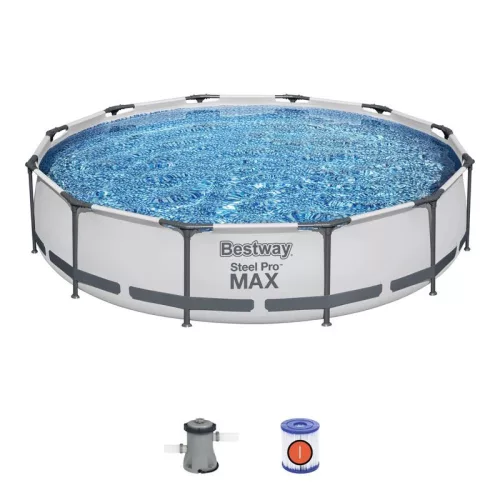 BESTWAY Steel Pro Max csővázas medence szett, 366 x 76 cm, papírszűrős, vízkapacitás 6473 l (56416)
