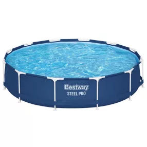   Fémvázas medence, Bestway Steel Pro, sötétkék, kerek, átmérő: 366 cm, magasság: 76 cm, 6473 l, szűrő nélkül (56706)