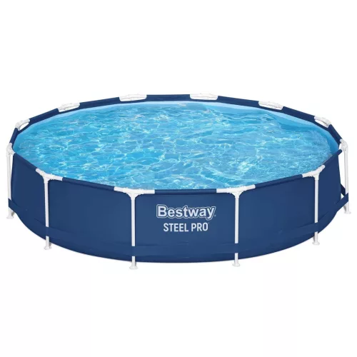 Fémvázas medence, Bestway Steel Pro, sötétkék, kerek, átmérő: 366 cm, magasság: 76 cm, 6473 l, szűrő nélkül (56706)