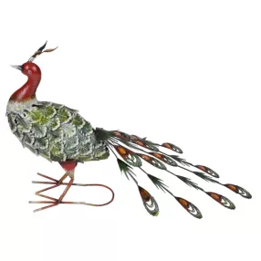   Kerti dekoráció, MagicHome Mecco, páva, zöld, 62 x 23 x 43 cm, fém
