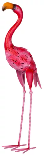 Kerti dekoráció, MagicHome Mecco 8299, flamingó, rózsaszín, 24 × 14 × 65 cm, fém