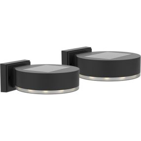   Napelemes fali lámpa, Strend Pro Garden, fekete, 2 db, 14 x 12 x 5,5 cm, SMD LED, melegfehér fény, akkumulátoros, műanyag