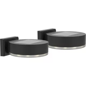   Napelemes fali lámpa, Strend Pro Garden, fekete, 2 db, 14 x 12 x 5,5 cm, SMD LED, melegfehér fény, akkumulátoros, műanyag