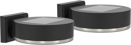 Napelemes fali lámpa, Strend Pro Garden, fekete, 2 db, 14 x 12 x 5,5 cm, SMD LED, melegfehér fény, akkumulátoros, műanyag