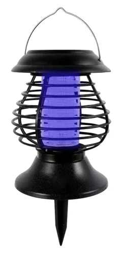 Napelemes lámpa/rovarcsapda, Strend Pro Moki 58, fekete, 13 x 31 cm, hidegfehér fény, UV LED rovarriasztó, akkumulátoros, automatikus éjszakai működés, leszúrható