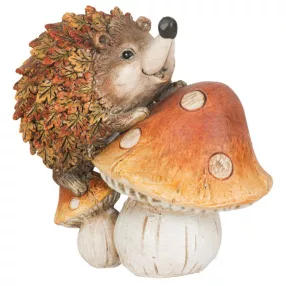   Kerti dekoráció, MagicHome, sündisznó gombán, 12,5 x 8 x 12 cm, kerámia, kézzel festett
