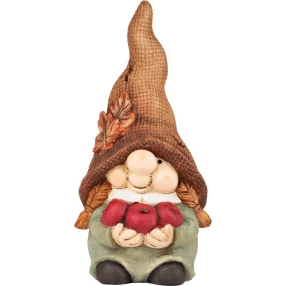   Kerti dekoráció, MagicHome, Törpelány almákkal, barna, 11 x 9,5 x 22,5 cm, poligyanta