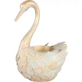   Kerti dekoráció, MagicHome Mecco, lúd, arany, 35 x 18 x 43 cm, fém, egyben virágtartó is (TC8091651)