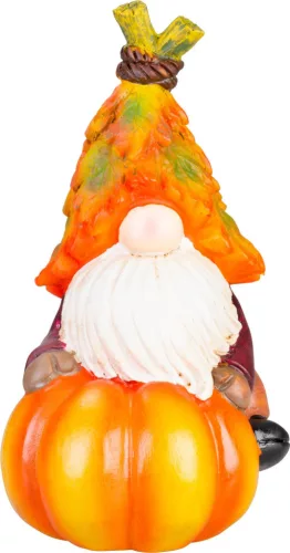 Kerti dekoráció, MagicHome, törpe tökön, 10 x 11,5 x 18,5 cm, polirezin, kézzel festett