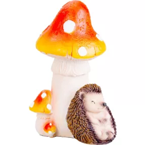   Kerti dekoráció, MagicHome, süni gomba alatt, 13,3 x 11 x 19,2 cm, polirezin, kézzel festett, beltéri/kültéri