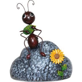   Kerti dekoráció, MagicHome Mecco, hangya sziklán, barna, 24 x 15 x 30 cm, fém