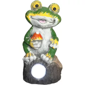   Kerti dekoráció, Strend Pro Garden, béka, 9,5 x 9 x 19 cm, beton, 2 LED, napelemes, vízálló, időjárásálló