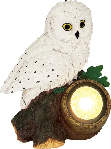 Kerti dekoráció, Strend Pro Garden, bagoly, 17 x 14 x 21 cm, polirezin, 1 LED, melegfehér, napelemes, időjárásálló