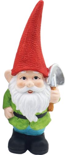 Kerti dekoráció, MagicHome, Törpe kalappal, piros, 12,5 x 8,5 x 28 cm, kerámia