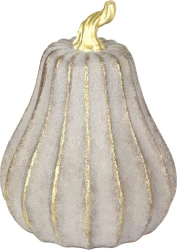 Kerti dekoráció, MagicHome, dekoratív tök, 16,2 x 16,2 x 21,4 cm, szürke, polirezin, arany kiemelésekkel