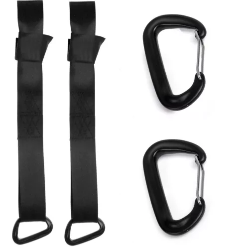 Hinta és függőágy felfüggesztő hevederszett, Neo-Sport, fekete, 2 db, 150 cm, 2 karabinerrel, 100% poliészter, teherbírás: 150 kg (TE1020)