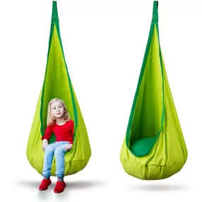   Gyerek függőfotel, Neo-Sport Kokon, zöld, átmérő: 55 cm, magasság: 140 cm, akasztóval, felfújható párnával, teherbírás: 80 kg