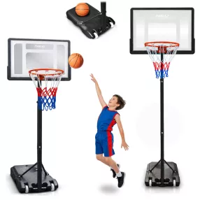   Kosárlabdapalánk, Neo-Sport NS-280, mobil, állítható, 150-210 cm magasság, szabadon álló, kerekekkel, acél váz, PVC palánk 82 x 59 cm, 38 cm gyűrű, 33 l tölthető talp (TE1280)