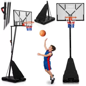   Kosárlabdapalánk, Neo-Sport NS-284, mobil, állítható, 160-305 cm magasság, szabadon álló, kerekekkel, acél váz, PVC palánk 110 x 70 cm, 45 cm gyűrű, 65 l tölthető talp (TE1284)