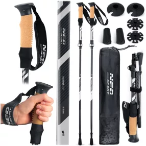   Túrabot, Neo-Sport NS-382, fekete/ezüst, alumínium, parafa és EVA hab markolat, teleszkópos, 85 / 130 cm, 1 pár (TE138200)