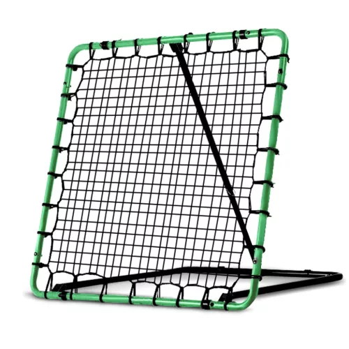 Visszapattanó futball edzőkapu, Neo-Sport, 120 x 120 cm, zöld keret, fekete PE háló, fém váz, időjárásálló, 4 db rögzítő