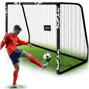   Futballkapu, Neo-Sport NS-472, 300 x 200 x 120 cm, fekete keret, fekete PE háló, fém váz, időjárásálló, keretvédő fedéllel, szerszám nélkül összeszerelhető