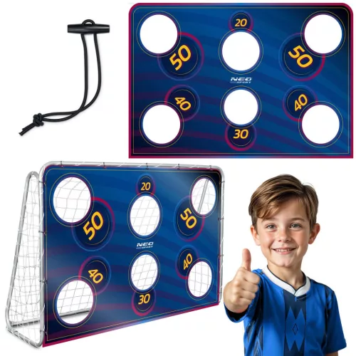 Célzóponyva futballkapura, Neo-Sport, 180 x 120 cm, sötétkék, vízálló, ütésálló, rögzítőkkel, könnyű felszerelés