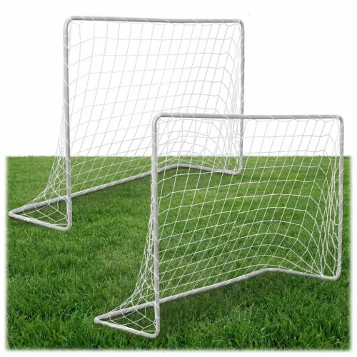 Futballkapu, Neo-Sport NS-485, 183 x 122 x 61 cm, 2 db, fehér keret, fehér PE háló, fém váz, időjárásálló, 4 db rögzítő, szerszám nélkül összeszerelhető (TE1485-2)
