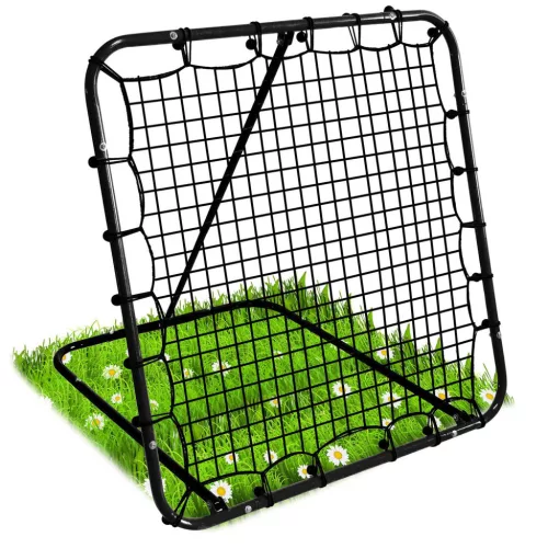 Visszapattanó futball edzőkapu, Neo-Sport, 120 x 120 cm, fekete keret, fekete PE háló, fém váz, időjárásálló, 4 db rögzítő