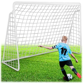   Futballkapu, Neo-Sport NS-496, 300 x 200 x 90 cm, fehér keret, fehér PE háló, fém váz, időjárásálló,  6 db rögzítő, könnyű kivitel, szerszám nélkül szerelhető