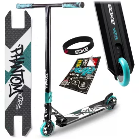  Trükkroller, SOKE XTR, türkiz/fekete, 87 cm, 11 cm 88A alumínium magos kerekek, ABEC-9 csapágy, T kormány, HIC kompresszió, Hybrid Steel fék, tripla króm bilincs, maximum 100 kg