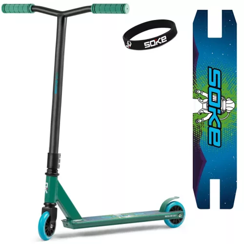 Kaszkadőr roller, SOKE GO!, kék, 83 cm, 10 cm 88A PU kerekek, ABEC-9 csapágy, Y kormány, Flex Fender fék, tripla alumínium bilincs