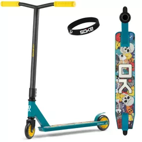   Kaszkadőr roller, SOKE GO!, sárga, 83 cm, 10 cm 88A PU kerekek, ABEC-9 csapágy, Y kormány, Flex Fender fék, tripla alumínium bilincs