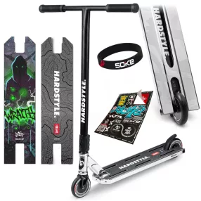   Trükkroller, SOKE BOX, ezüst, Wraith minta, 92 cm, 11 cm 88A alumínium magos kerekek, ABEC-9 csapágy, T kormány, SCS kompresszió, Flex Fender fék, négy csavaros 4NEROClamp bilincs, maximum 100 kg