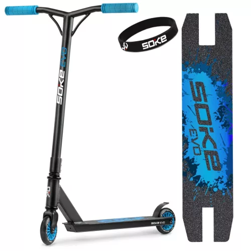 Klasszikus roller, SOKE EVO, kék, 83 cm, 10 cm 88A PU kerekek, ABEC-9 csapágy, HIC kompresszió, integrált kormánycsapágy, Y kormány, max. 100 kg