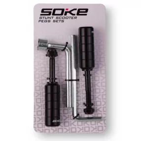   Roller csapszeg szett, SOKE P1, fekete, 2 db, 2 cm átmérő, 6 cm hossz, szerelőkulcsokkal, SOKE villákkal és deckekkel kompatibilis