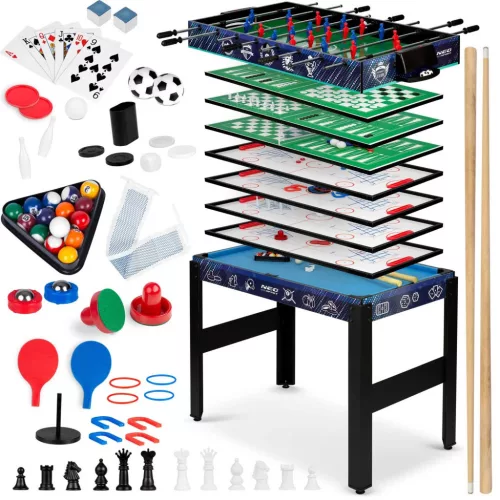 Multifunkciós játékasztal, Neo-Sport NS-801, 12 az 1-ben, 106 x 59 x 90 cm, gyors játékváltás, állítható lábak, teljes kiegészítők