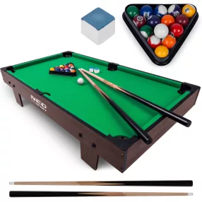   Biliárdasztal, Neo-Sport NS-806, zöld, 92 x 52 x 19 cm, 16 db golyó, 2 dákó 67,5 cm, 1 háromszög, 2 kréta