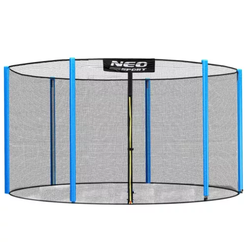 Trambulin külső védőháló, Neo-Sport 1811, átmérő: 252 cm, magasság: 180 cm, 6 oszlophoz, polietilén, cipzáras bejárat