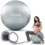 Fitnesz labda, Nukido NS-951, szürke, 65 cm, pukkanásgátló rendszer, csúszásmentes felület, PVC, pumpával, kismamáknak, teherbírás: 200 kg (TE195103)
