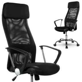   Irodai szék, Sofotel Rio, fekete, 116-125,5 cm, 42,5-53 cm ülésmagasság, mikrohálós háttámla, állítható, hintamechanika, gázliftes magasságállítás, gumírozott kerekek