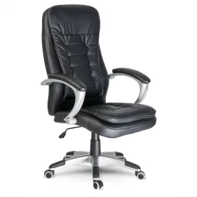   Irodai szék, Sofotel Toronto, fekete, fejtámlás, állítható, 47-57 cm ülésmagasság, műbőr kárpit, gumírozott kerekek, Tilt hintamechanika, gázliftes magasságállítás (TE2180)