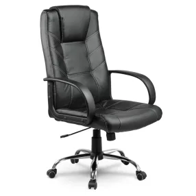   Irodai szék, Sofotel EG-221, fekete, 45-55 cm ülésmagasság, 106–116 cm, műbőr kárpit, Tilt hintamechanika, krómozott talp, gumírozott kerekek
