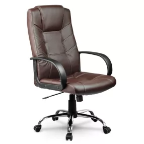   Irodai szék, Sofotel EG-221, barna, 45-55 cm ülésmagasság, 106–116 cm, műbőr kárpit, Tilt hintamechanika, krómozott talp, gumírozott kerekek