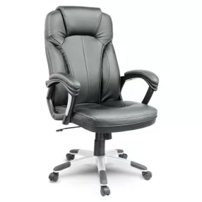   Irodai szék, Sofotel EG-222, fekete, 47-57 cm ülésmagasság, műbőr kárpitozás, hintamechanika, gumírozott kerekek